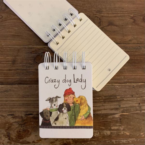 SSN18 Crazy Dog Lady Small Spiral Notepad By Alex Clark Art