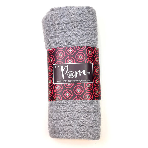 53017 Grey Herringbone Cable Knit Scarf By Pom