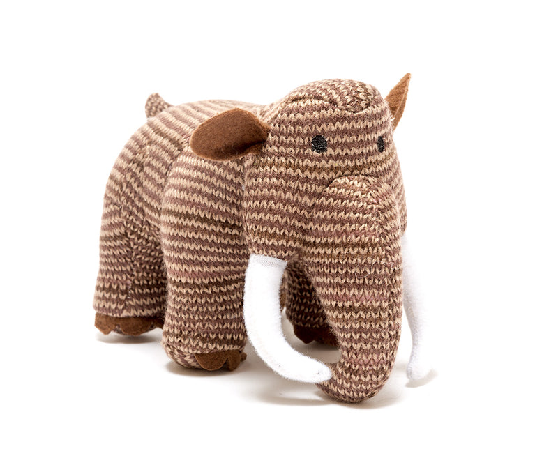 BY4163NB Brown Woolly Mammoth Knitted Baby Rattle By Best Years