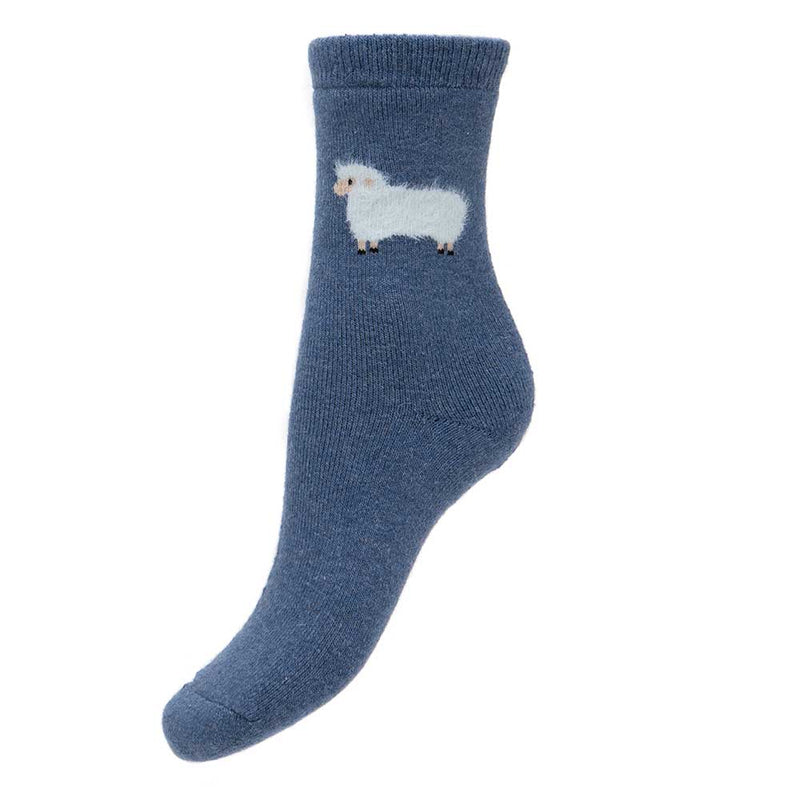WS485 Dark Blue/Sheep Wool Blend Socks (UK4-7)