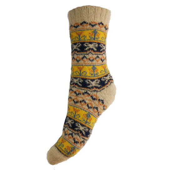 WS586 Bow Yellow Wool Blend Socks (UK4-7)