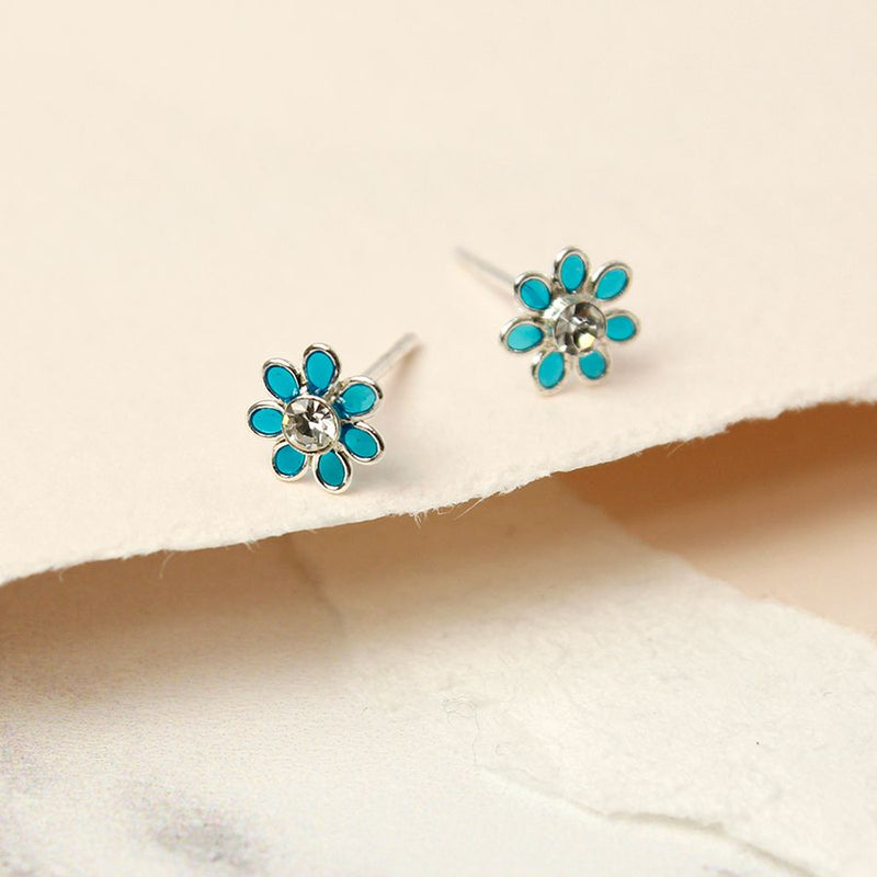 SB0669 Sterling Silver Green Flower Earrings By Pom