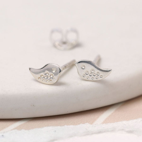 SB0799 Sterling Silver Bird Stud Earrings By Pom