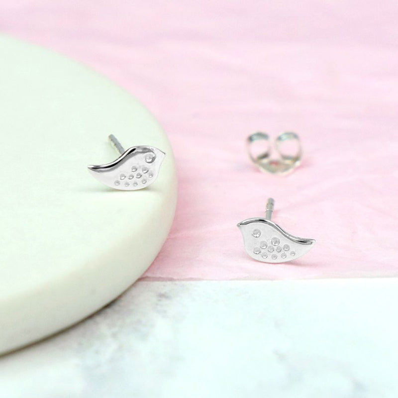 SB0799 Sterling Silver Bird Stud Earrings By Pom