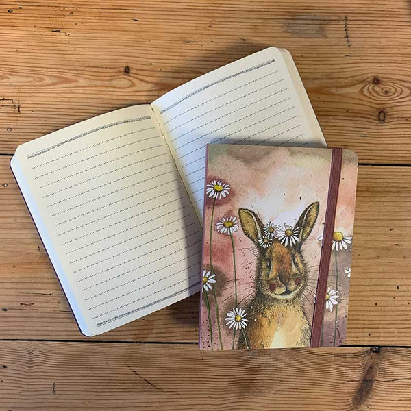 SCN30 Rabbit and Daisies Small Chunky Notebook By Alex Clark Art