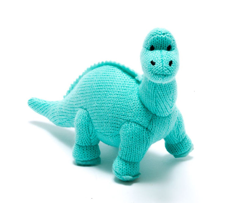 BY4181NB Knitted Diplodocus Baby Rattle in Ice Blue  By Best Years