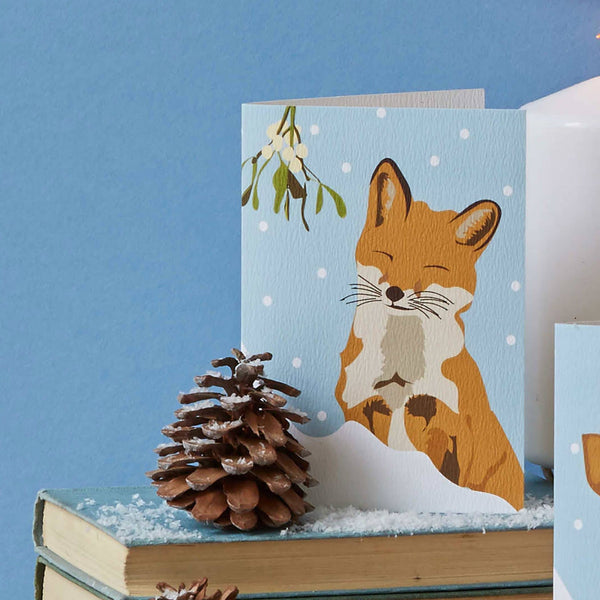 Xmas Greetings Card Fox By Lorna Syson