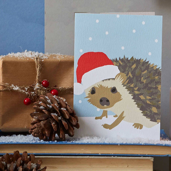 Xmas Greetings Card Hedgehog By Lorna Syson